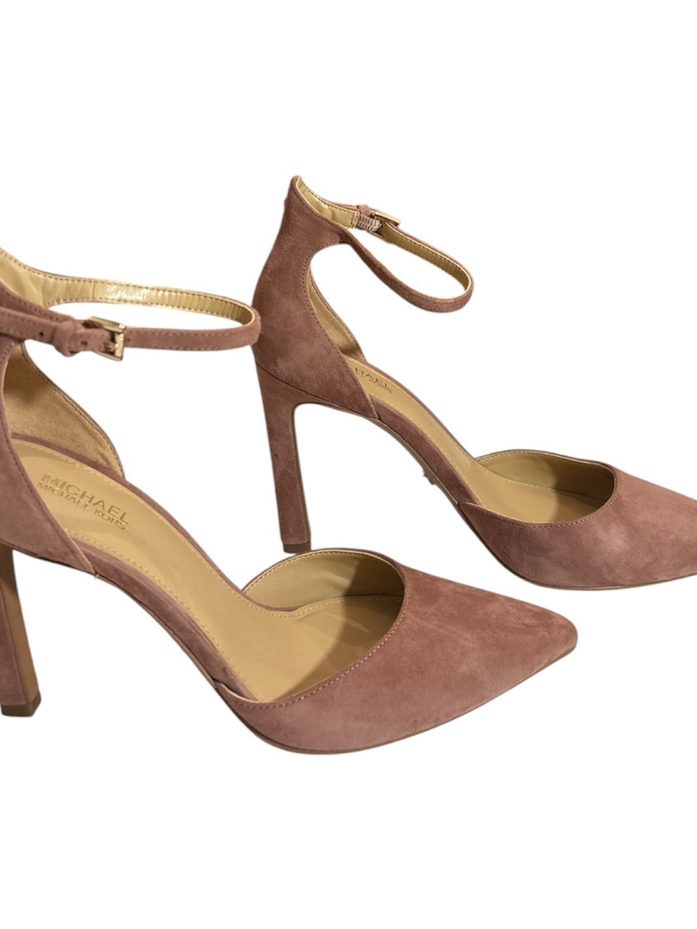Michael Kors Dusty Rose Pointed-Toe Ankle-Strap Suede Pumps - Picture 5 of 7